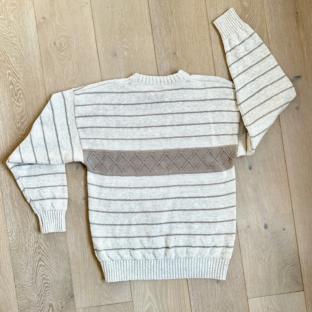 Vintage 80s Lord Jeff crewneck pullover striped Men sweater made in the USA Med - Picture 6 of 6